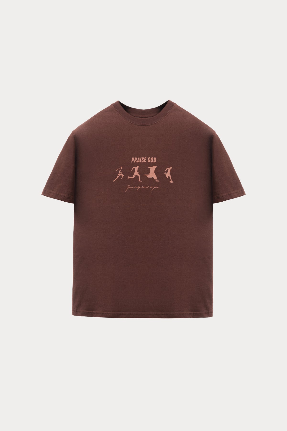 Brown graphic T-shirt by Praise God, front view